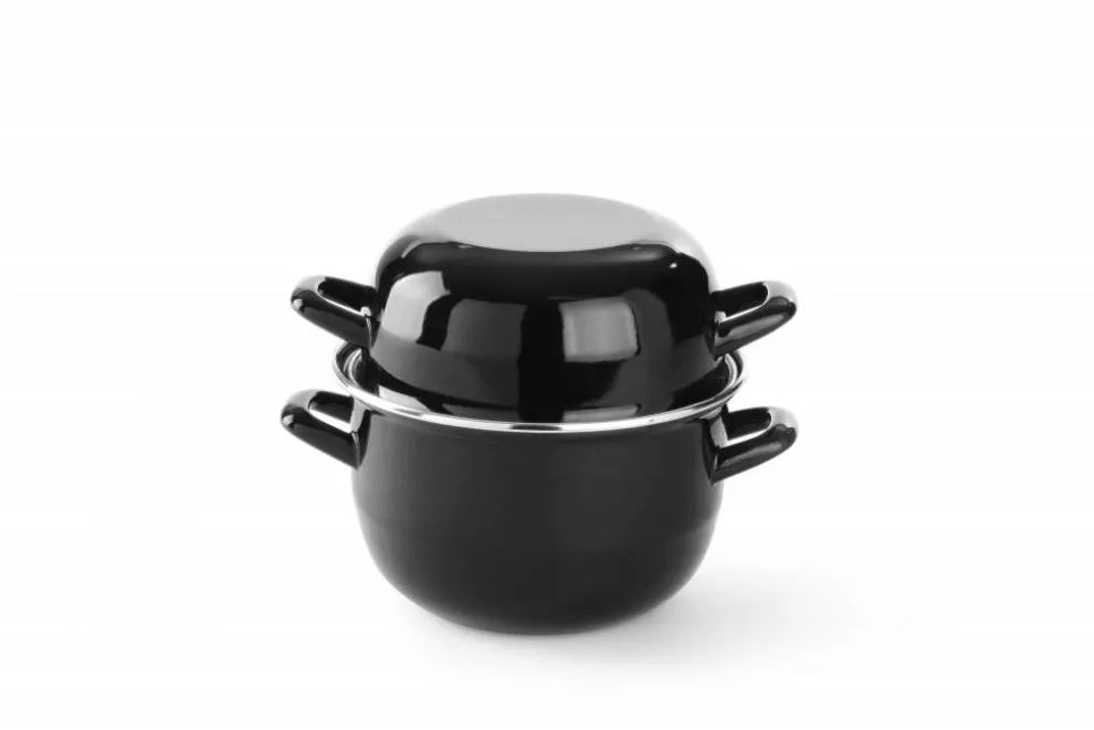Mosselpan met deksel zwart 3L H625057