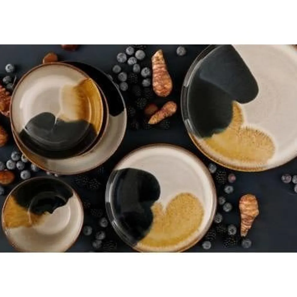 Palmer Aquarel Schaal 17,5 cm 80 cl Blauw Beige Stoneware 531822