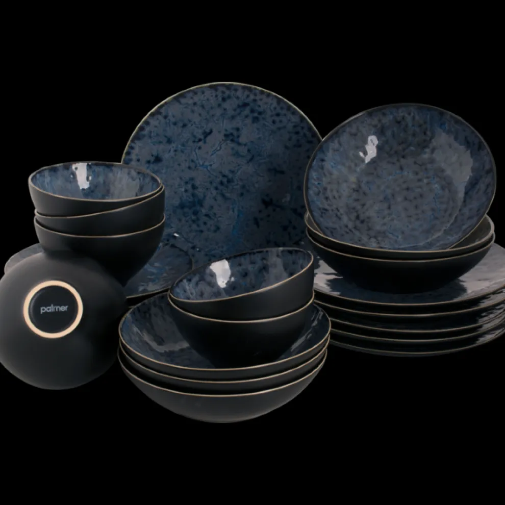 Serviesset Palmer Lester 24 delig (6 personen) Blauw Stoneware