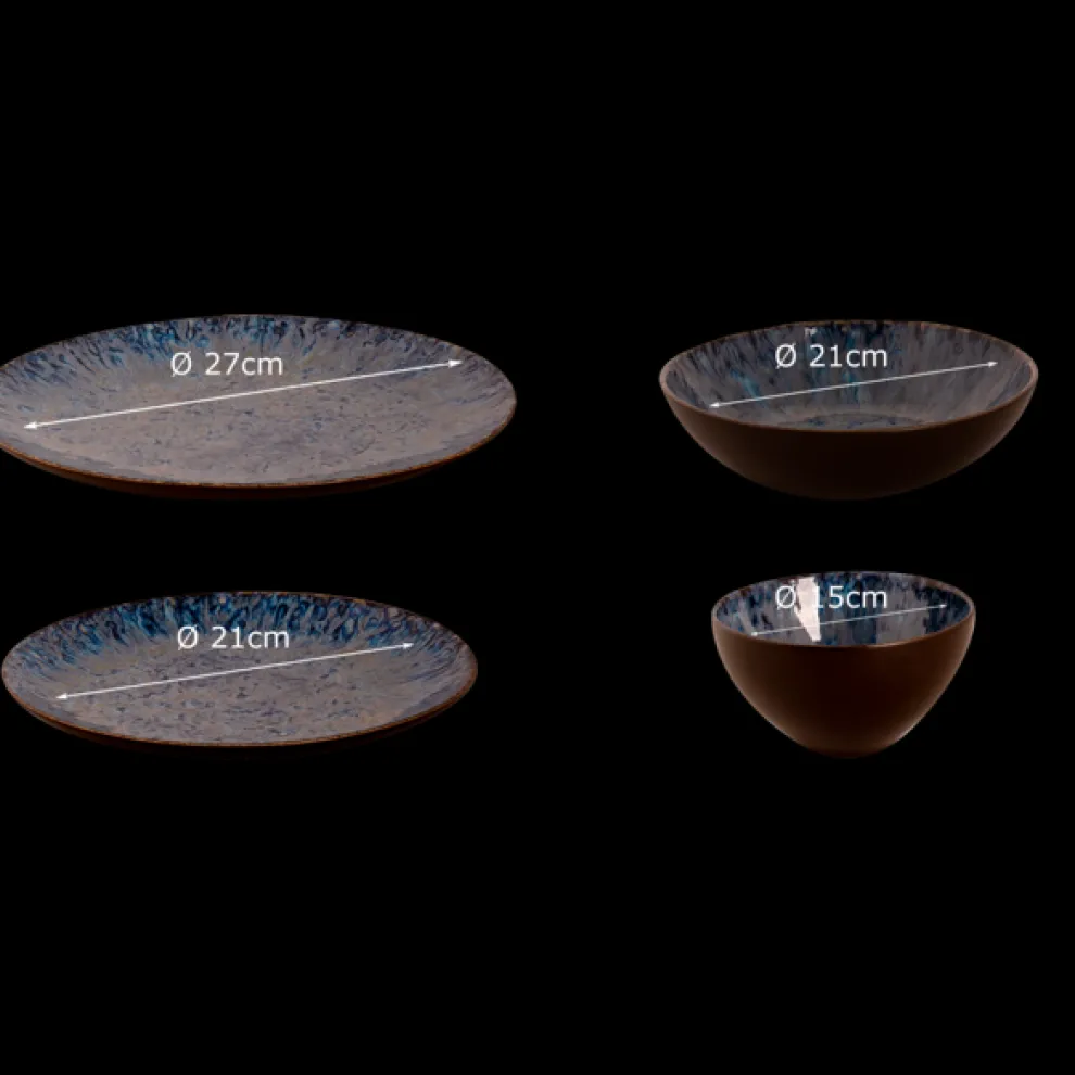 Serviesset Palmer Lester 24 delig (6 personen) Blauw Stoneware