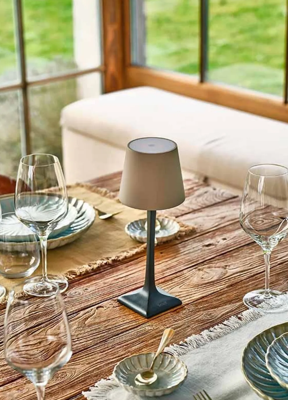 Tafellamp Securit Milano grijs-zwart LPMIBLTP